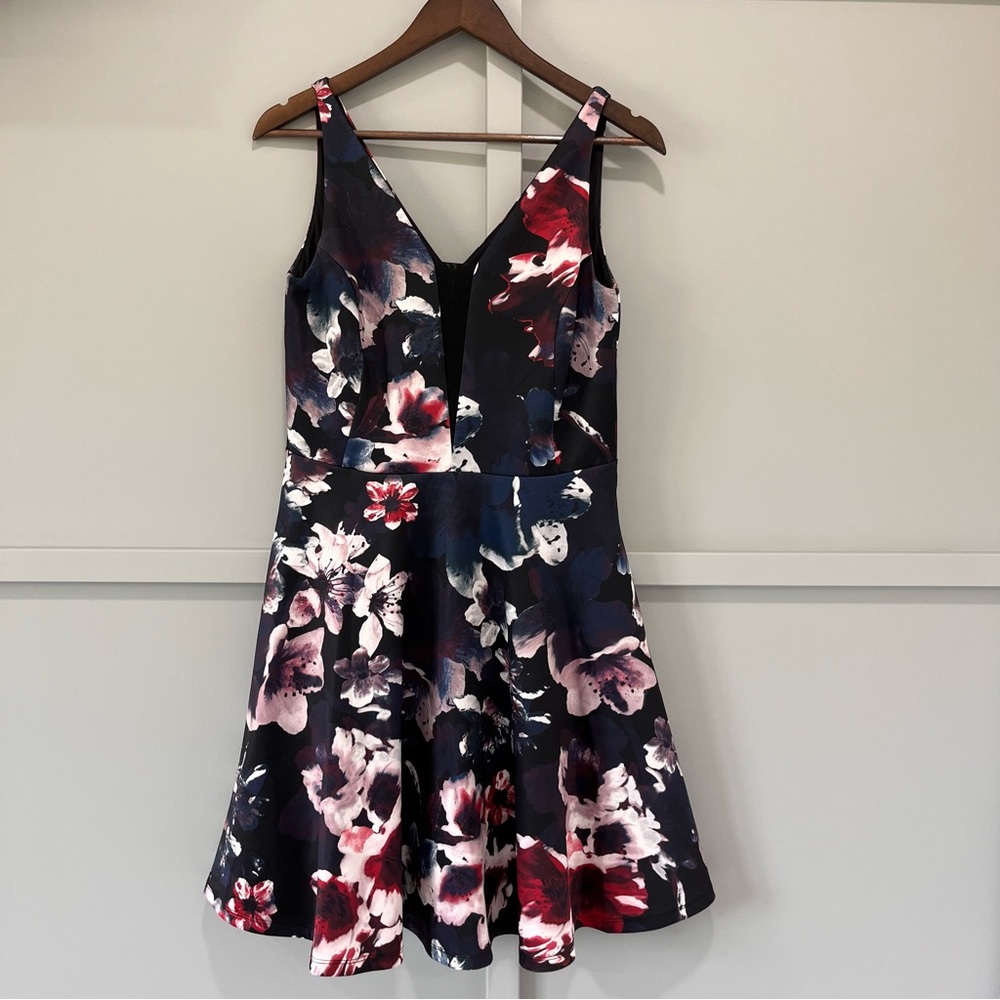 Signature by Reitmans floral navy midi dress M